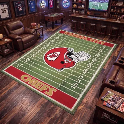 Football Team Field Rug Game Day Room Decor