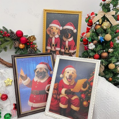 Custom Christmas Pet Art Canvas Frame Portrait