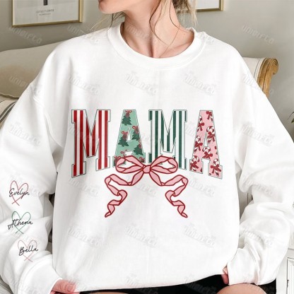 Christmas “MAMA” Personalized Sweatshirt - Festive Maternal Apparel with Custom Details