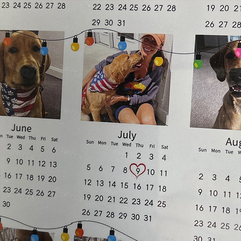 Custom Photo 2026 Calendar Mirror Lamp – Personalized Pet/Portrait LED Calendar Light