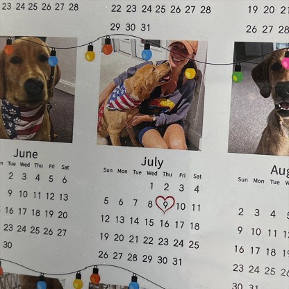 Custom Photo 2026 Calendar Mirror Lamp – Personalized Pet/Portrait LED Calendar Light