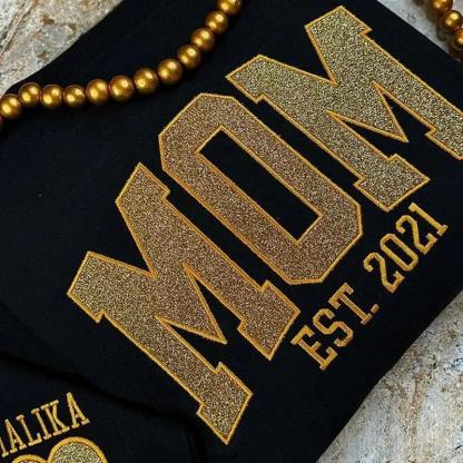 Custom Embroidered Applique Glitter Mama Sweatshirt - Gift for Mom