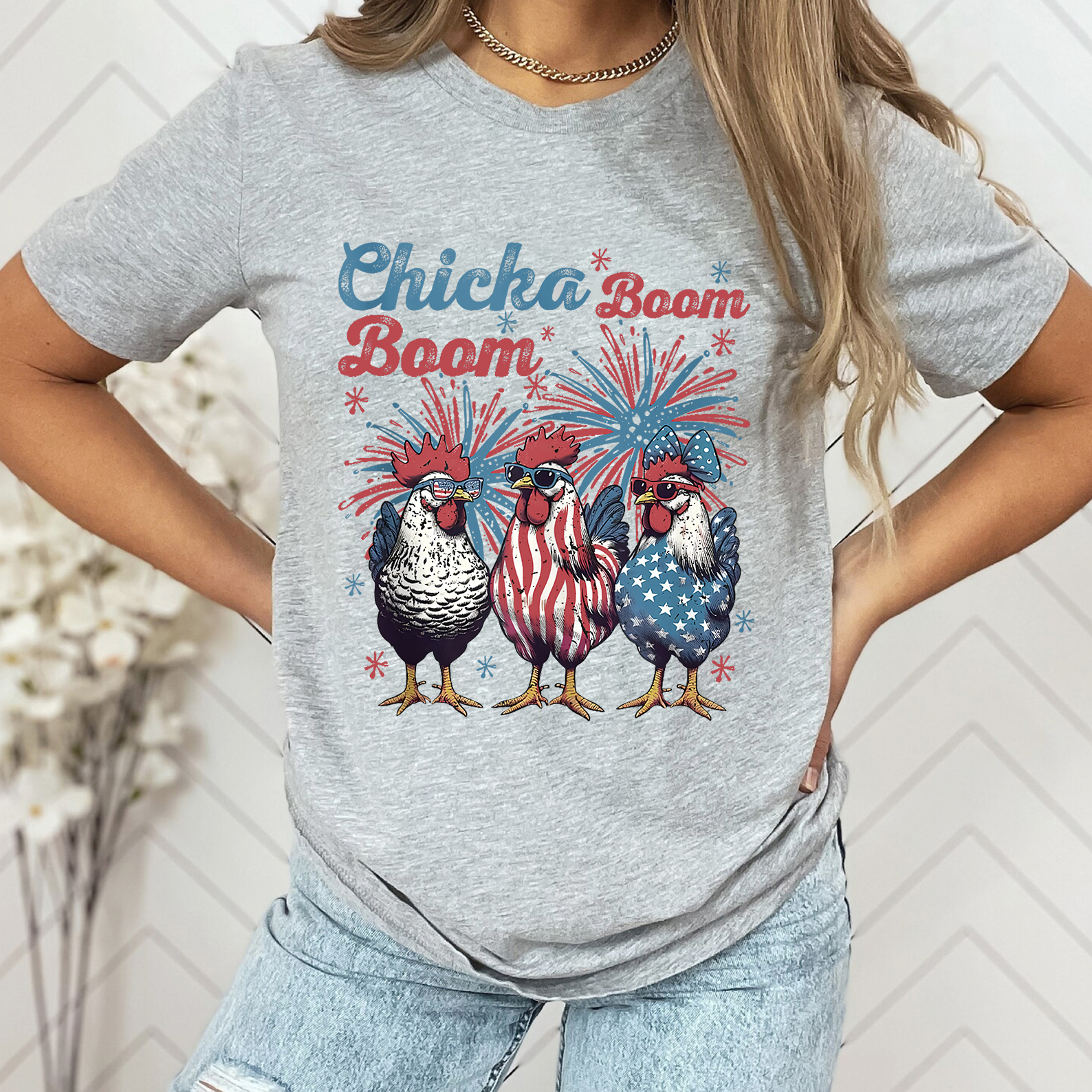 Chicka Boom Boom Shirt Funny 4th of July Chicken Tee