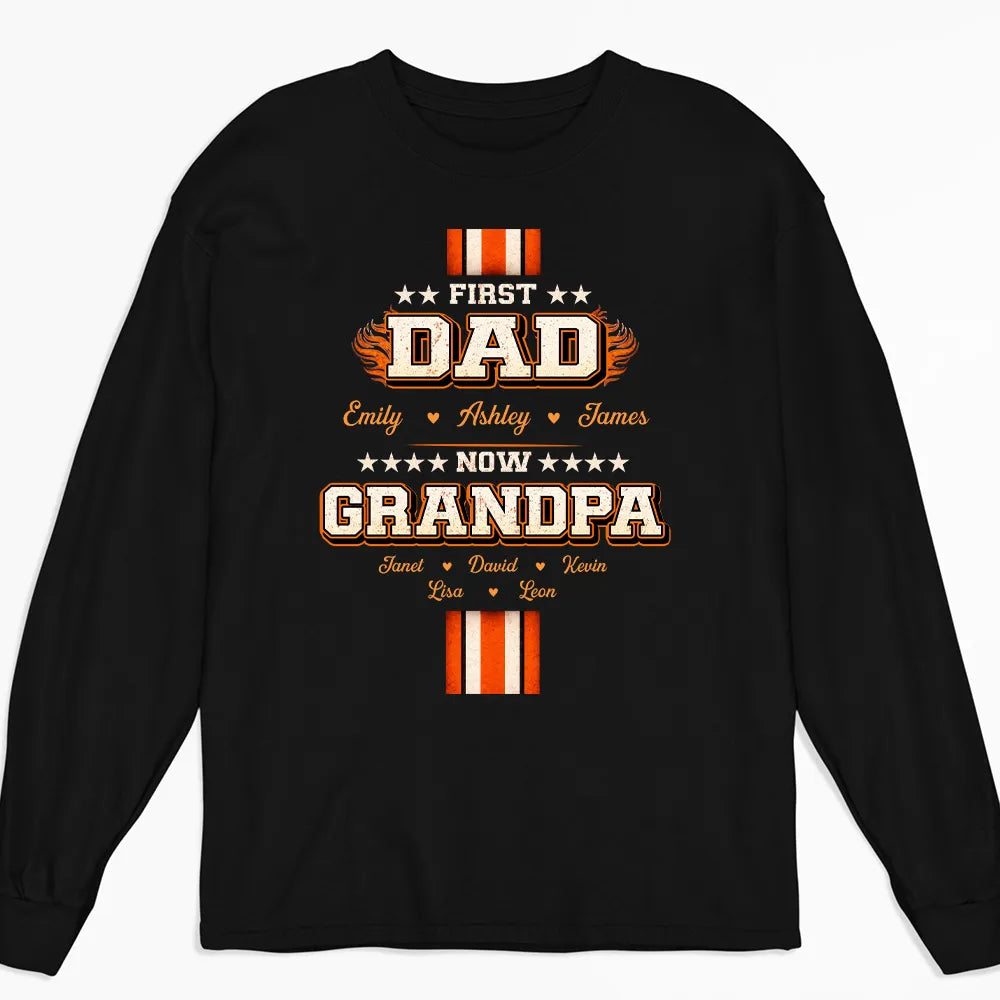 Personalized "First Dad, Now Grandpa" T-Shirt - Custom Family Names Tee