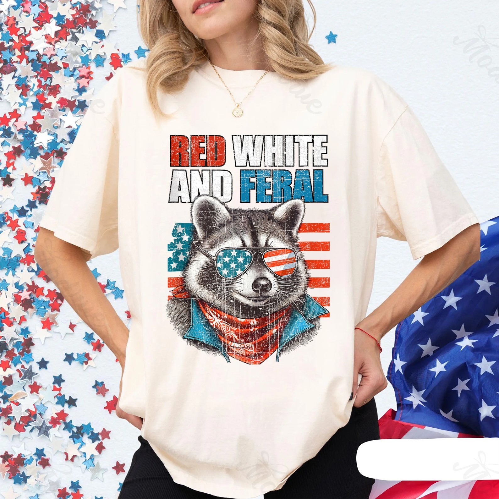 Retro Raccoon  4th Of July Tee Shirt