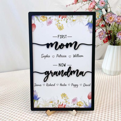 First Mom Now Grandma-Family Personalized Names Frame