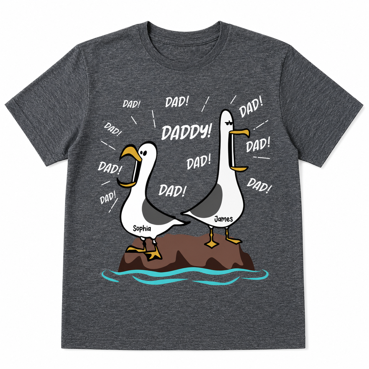 Personalized Seagull Dad Shirt - Custom Kids Names Funny Father’s Day Gift Tee