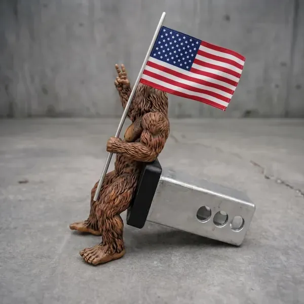 Patriot Bigfoot Trailer Hitch With Waving American Flag