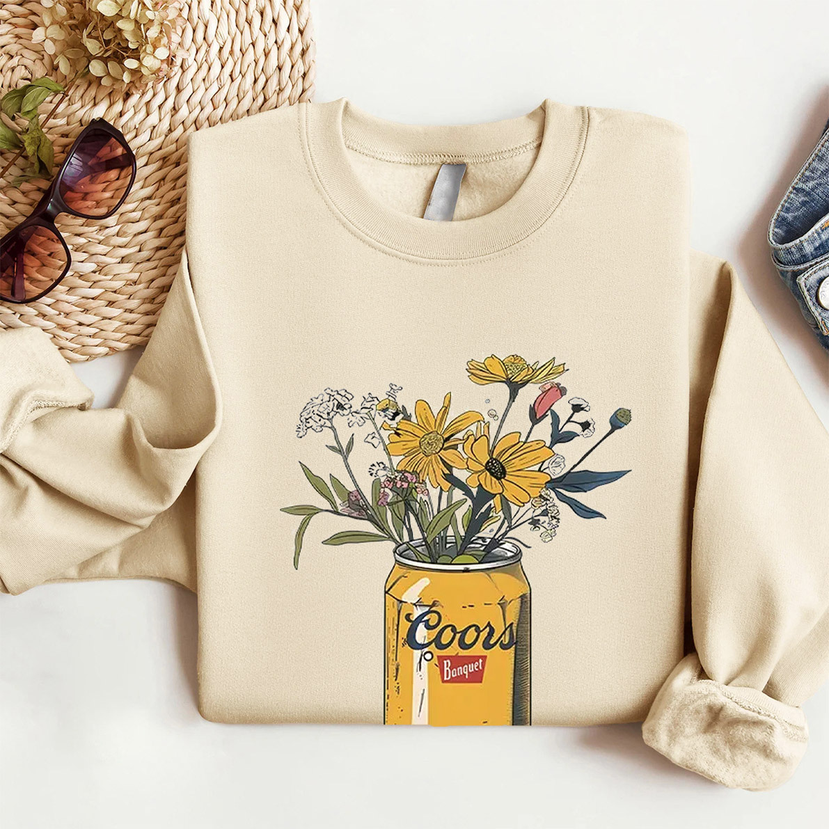 Vintage Floral Coors Beer Washed T-Shirt