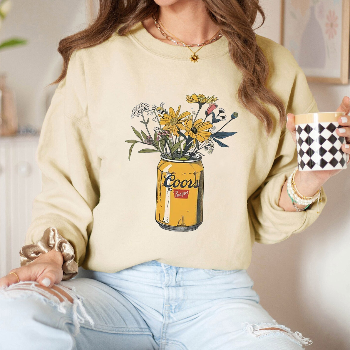 Vintage Floral Coors Beer Washed T-Shirt