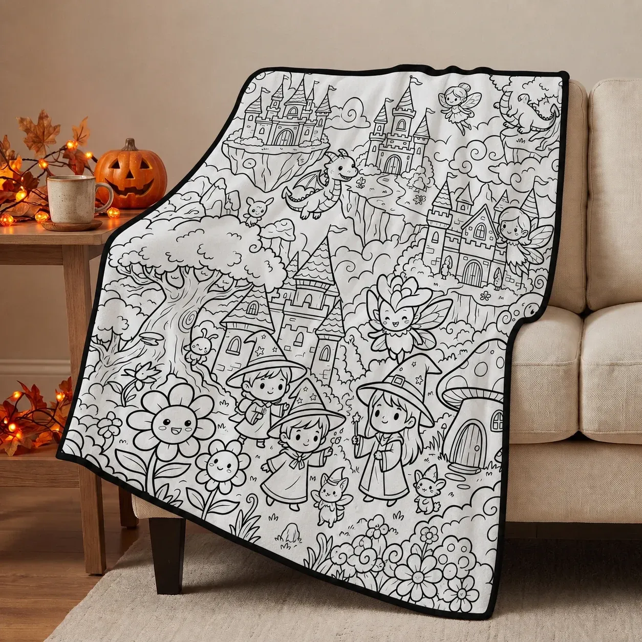 Halloween Coloring Blanket - Magical Halloween World