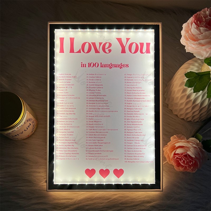 I Love You in 100 languages Mirror Frame Light Box Ⅰ
