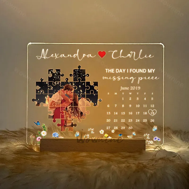 The Day I Found My Missing Piece Light Frame Personalized Gift