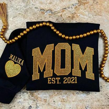Custom Embroidered Applique Glitter Mama Sweatshirt - Gift for Mom