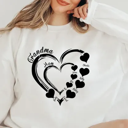 Custom Grandma Heart Sweatshirt Sweatshirt/Hoodie/T-Shirt