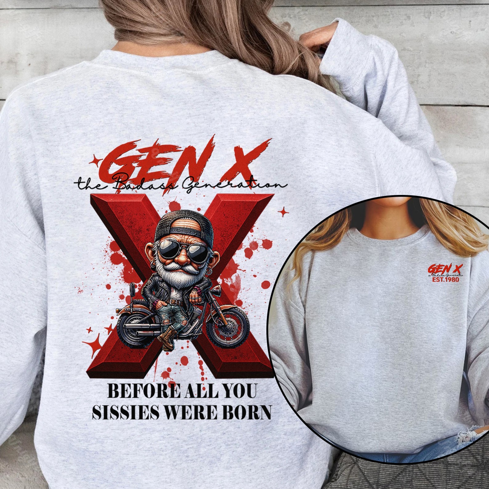 Custom Cool Biker Gen X T-shirt