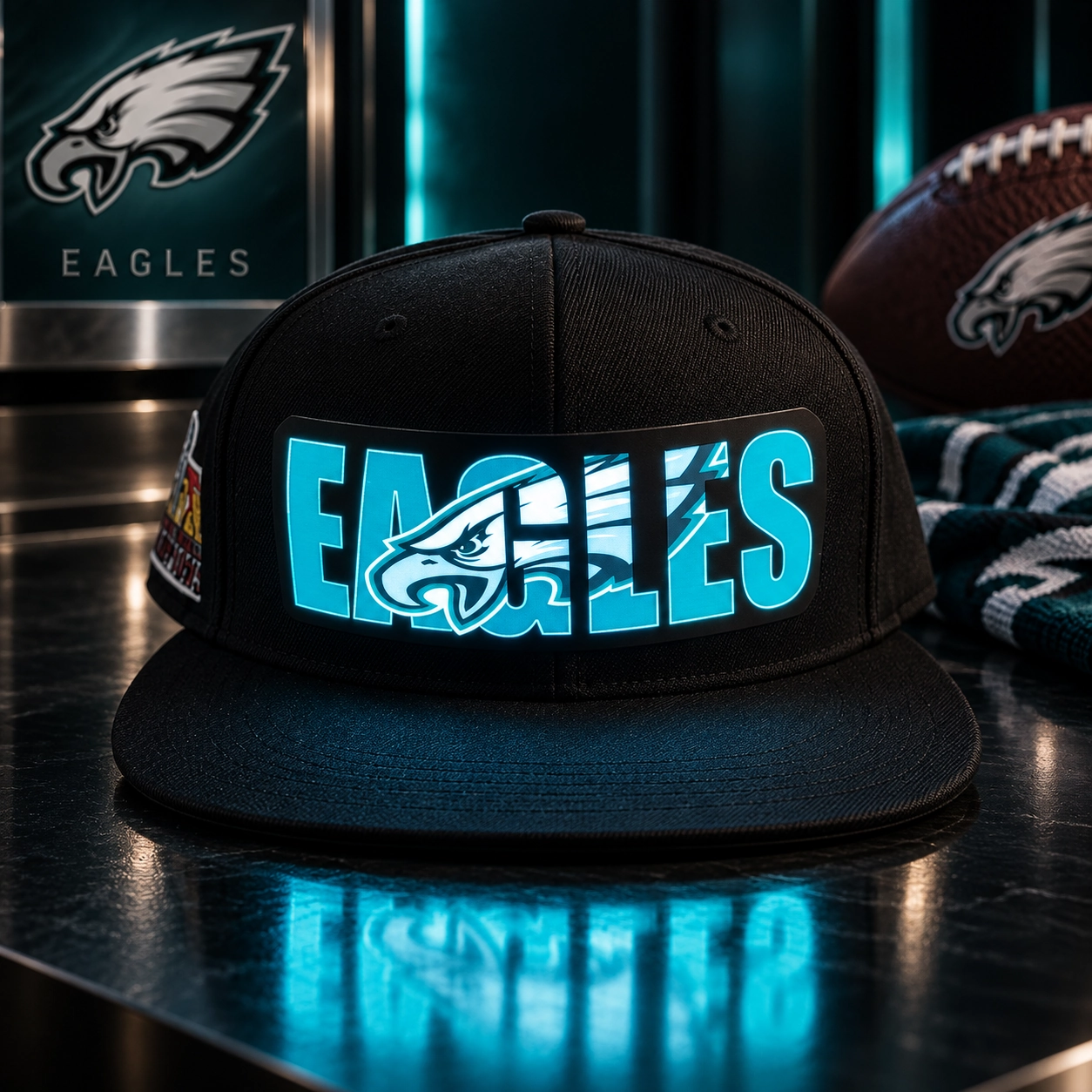 Philadelphia Eagles LED Light-Up Football Fan Snapback Cap