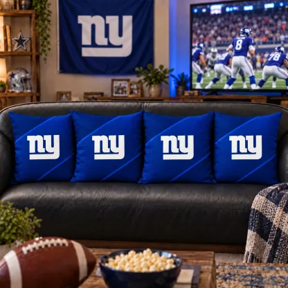 New York Giants Football Throw Pillow - styled room view