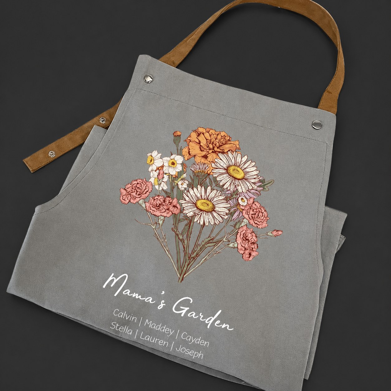 Birth Flower Bouquet Customized Apron Waterproof