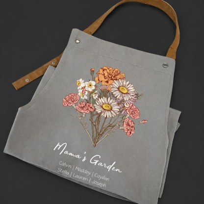 Birth Flower Bouquet Customized Apron Waterproof