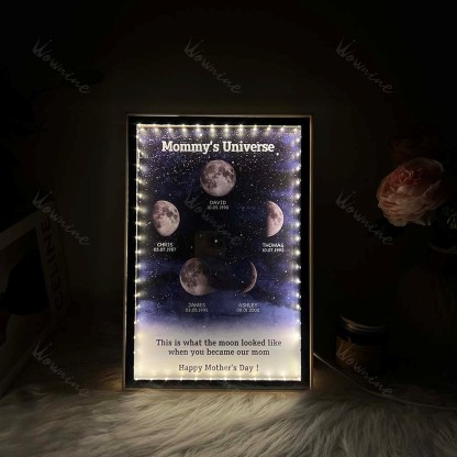 Starry Night Customize Birth Moon Phase Mirror Light Box