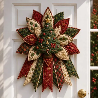 Evergreen Tree Sparkle quilted Christmas hanging