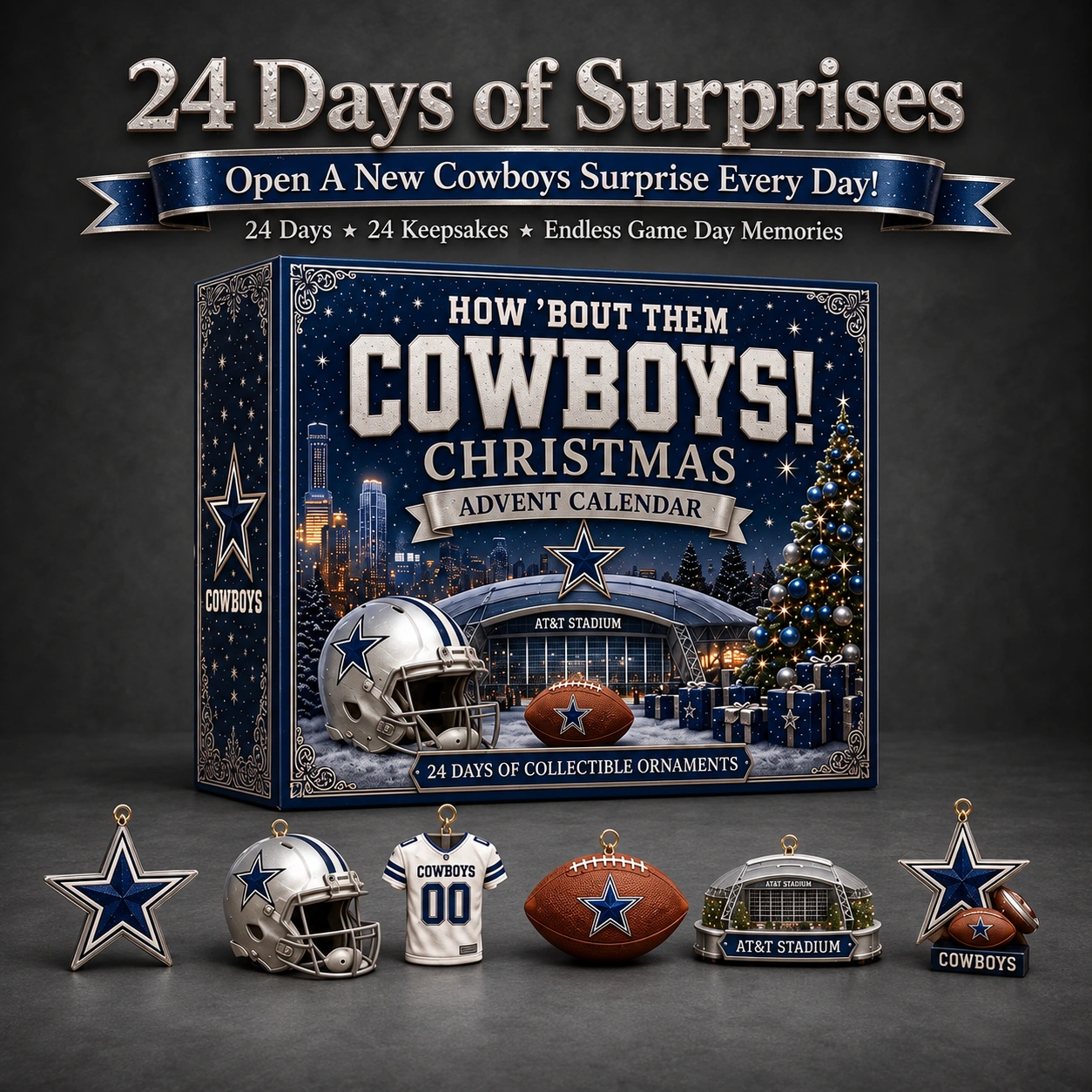 Football Fan Advent Calendar – 24 Cowboys Collectible Ornaments