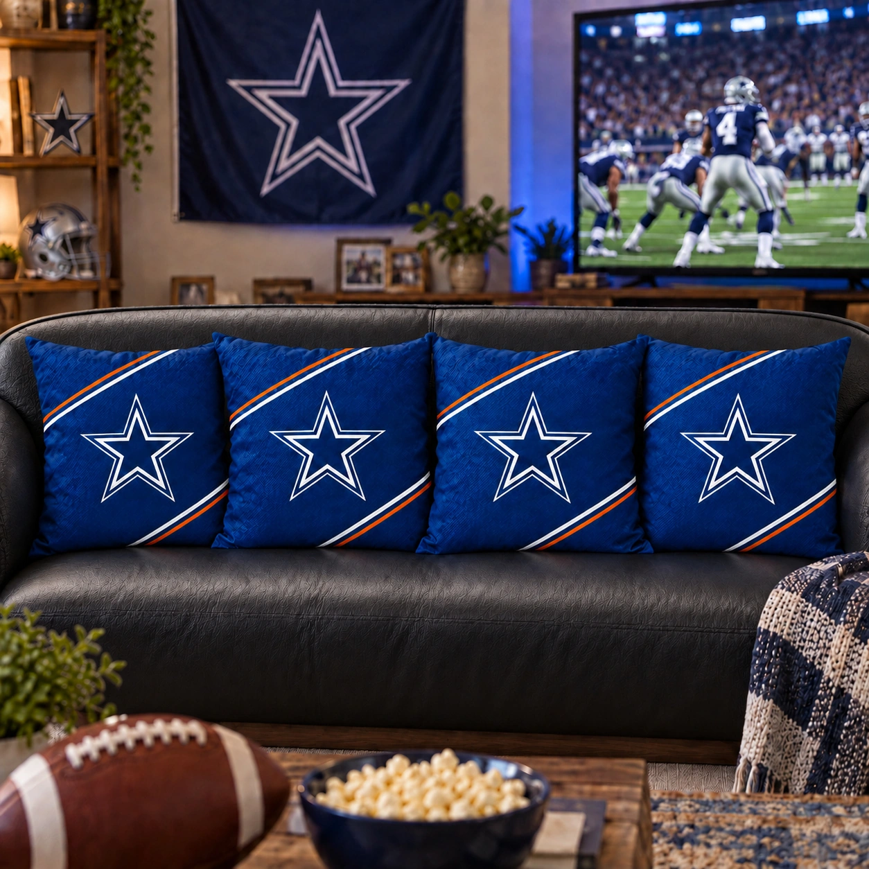 Dallas Cowboys Football Throw Pillow - styled room view
