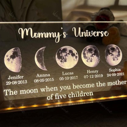 U Led light frame with text and date - mom's universe