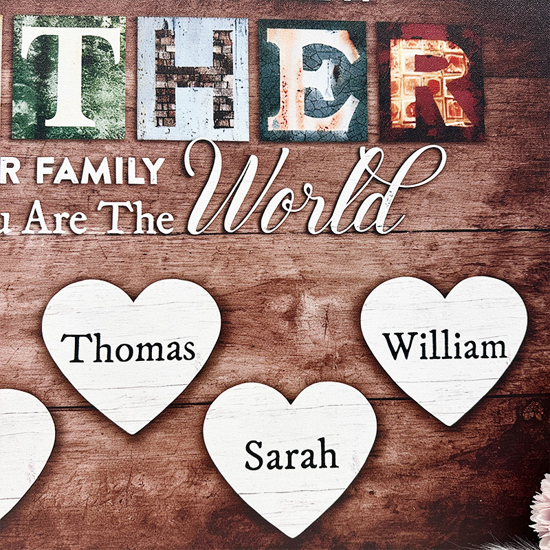 You Are The World Custom Names Canvas For Mom