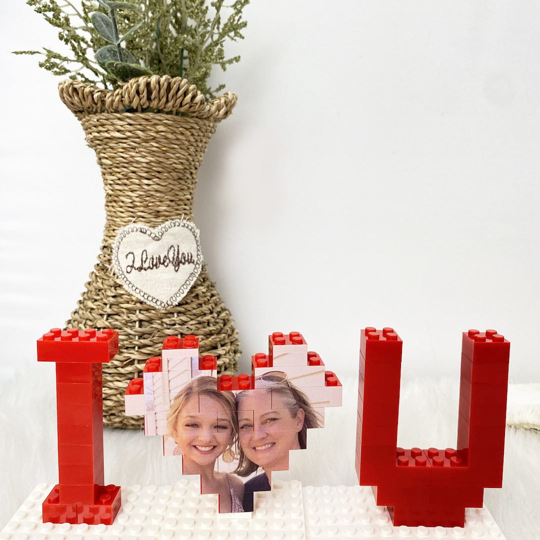 Custom Building Brick Mother's Day Gifts Photo Block Personalised I Lo