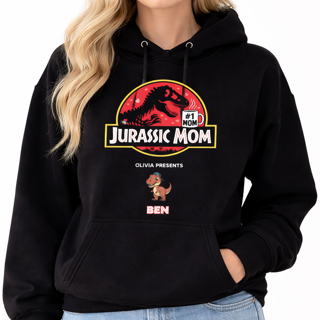 Personalized Jurassic Mom T-Shirt - Custom Kids Names Funny Jurassic Park Parody Mother's Day Gift