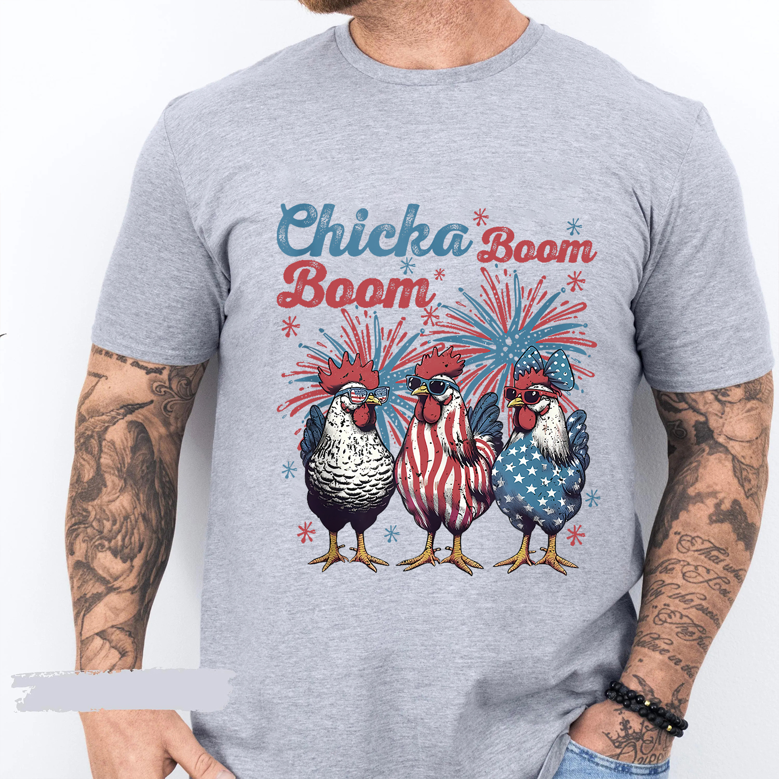 Chicka Boom Boom Shirt Funny 4th of July Chicken Tee