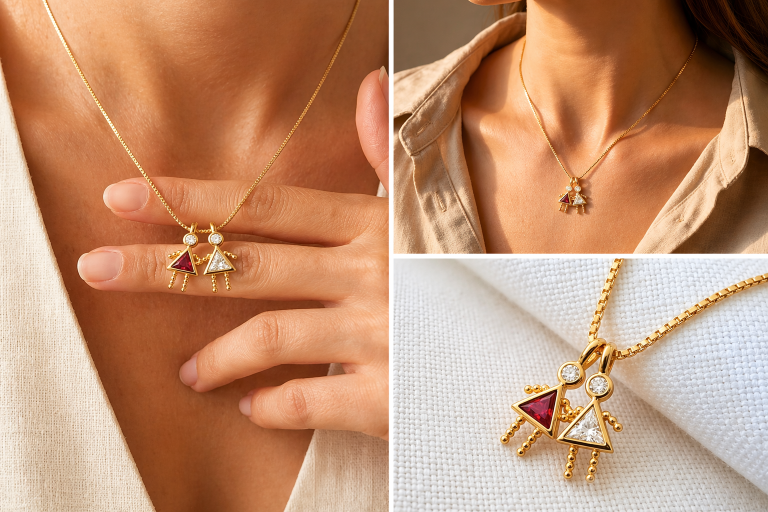 Personalized Birthstone Kids Charm Necklace - 14K Gold Plated Mother's Love Pendant, Sentimental Family Jewelry Gift