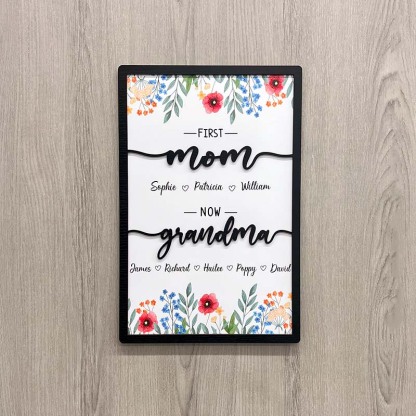 First Mom Now Grandma-Family Personalized Names Frame