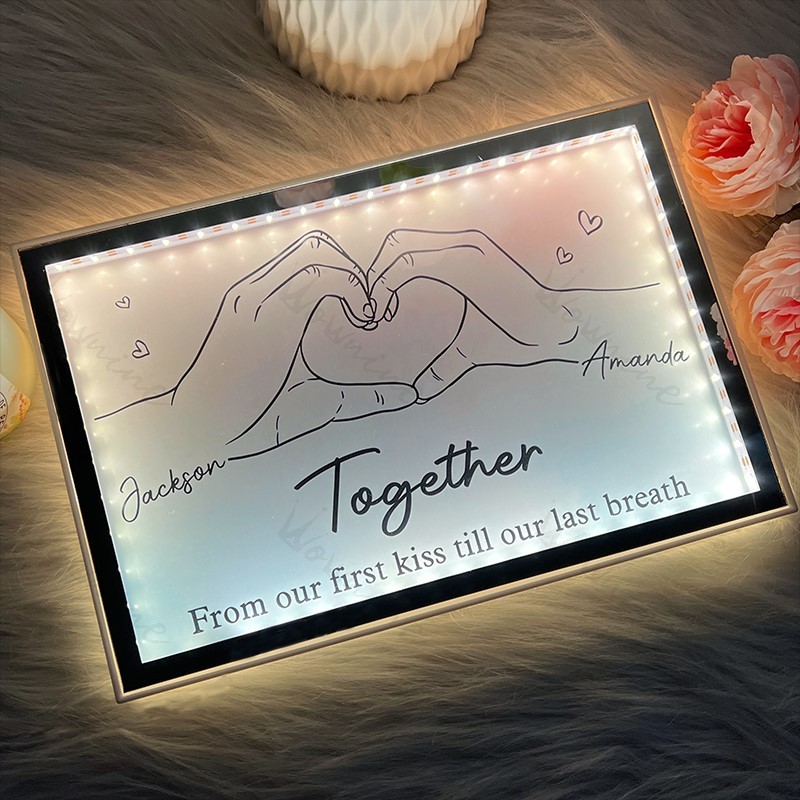 Together Forever From Our First Kiss Till Our Last Breath Custom horizontal Frame Light Box
