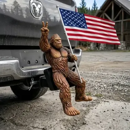 Patriot Bigfoot Trailer Hitch With Waving American Flag