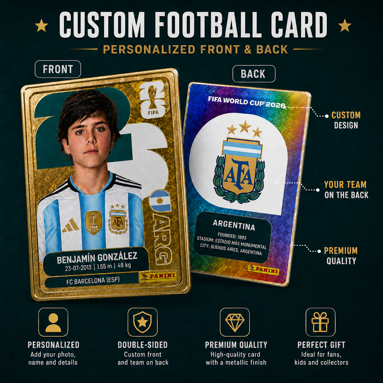 Personalized 2026 Soccer Player Custom Card