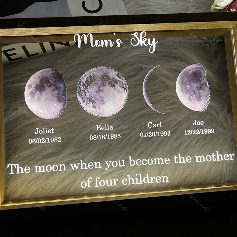 Led light frame with text and date - mom's universe