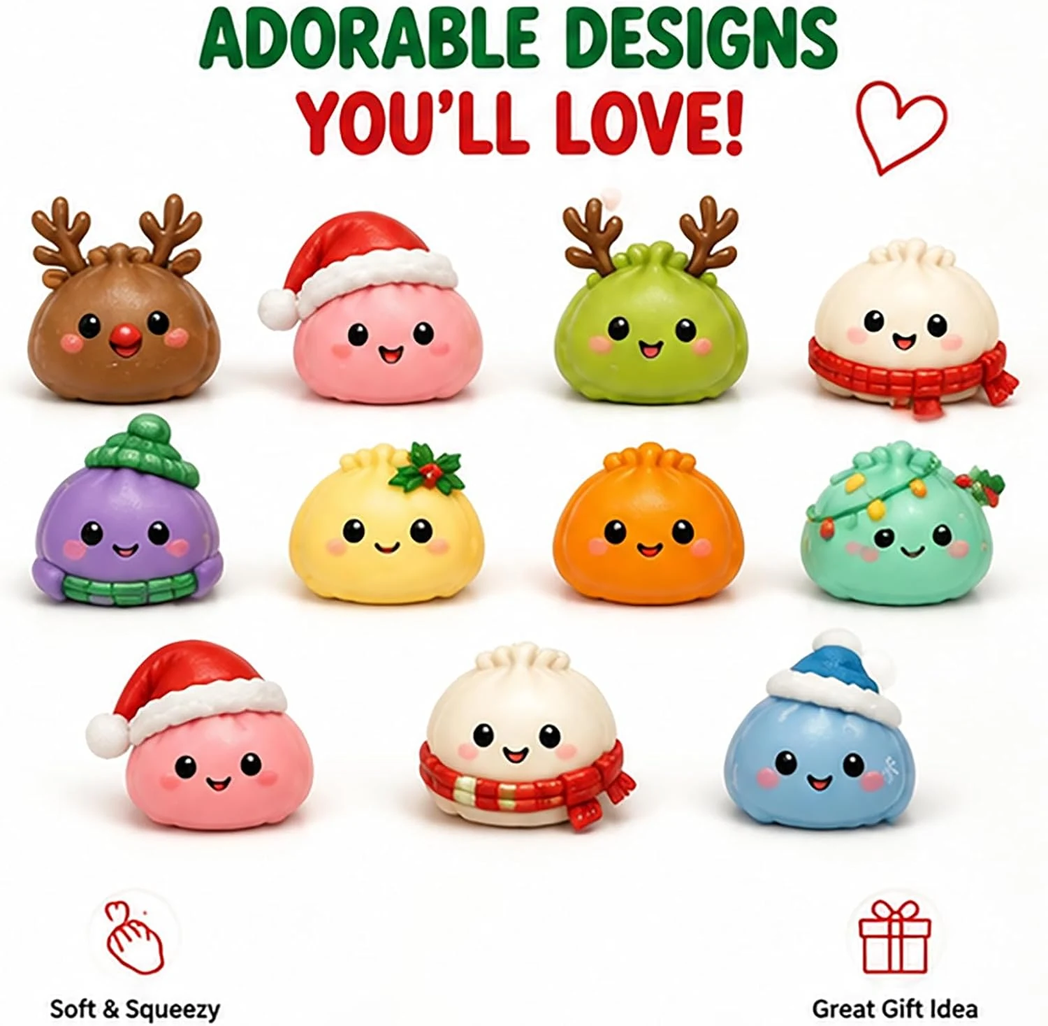 Christmas dumpling squishy character details