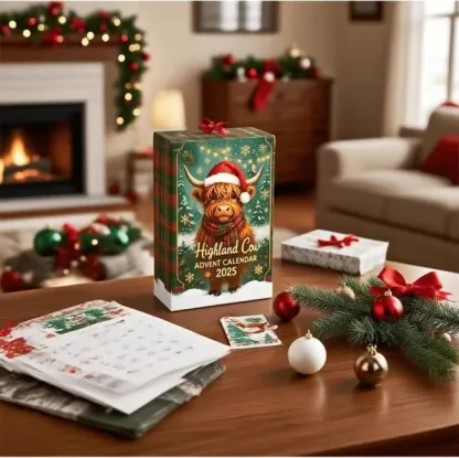 Highland Cow holiday calendar detail