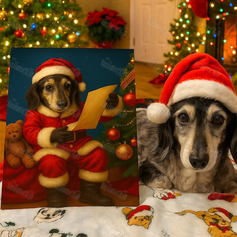 Custom Christmas Pet Art Canvas Frame Portrait