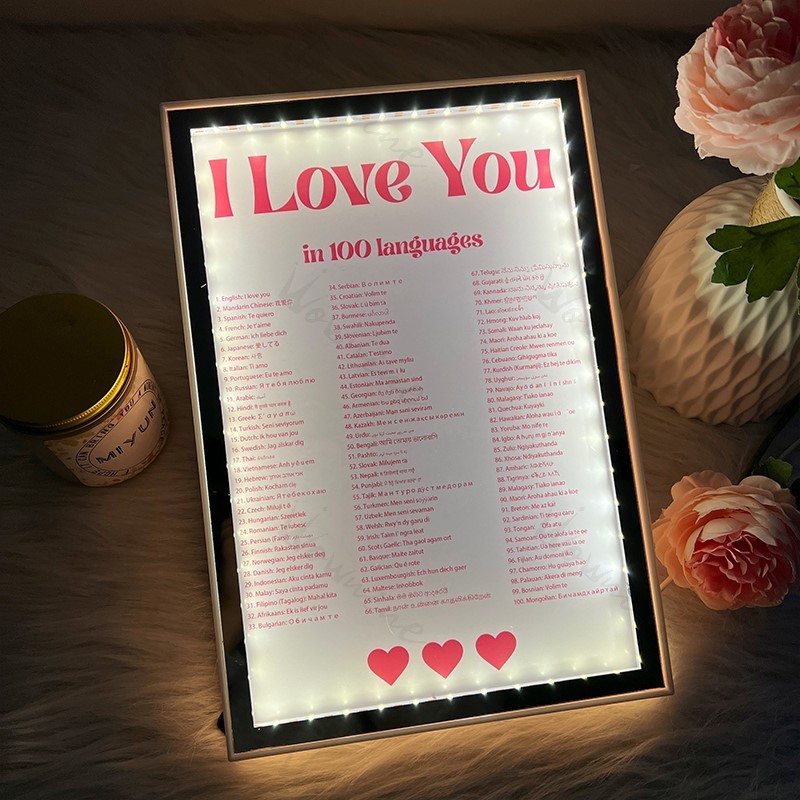 I Love You in 100 languages Mirror Frame Light Box Ⅰ