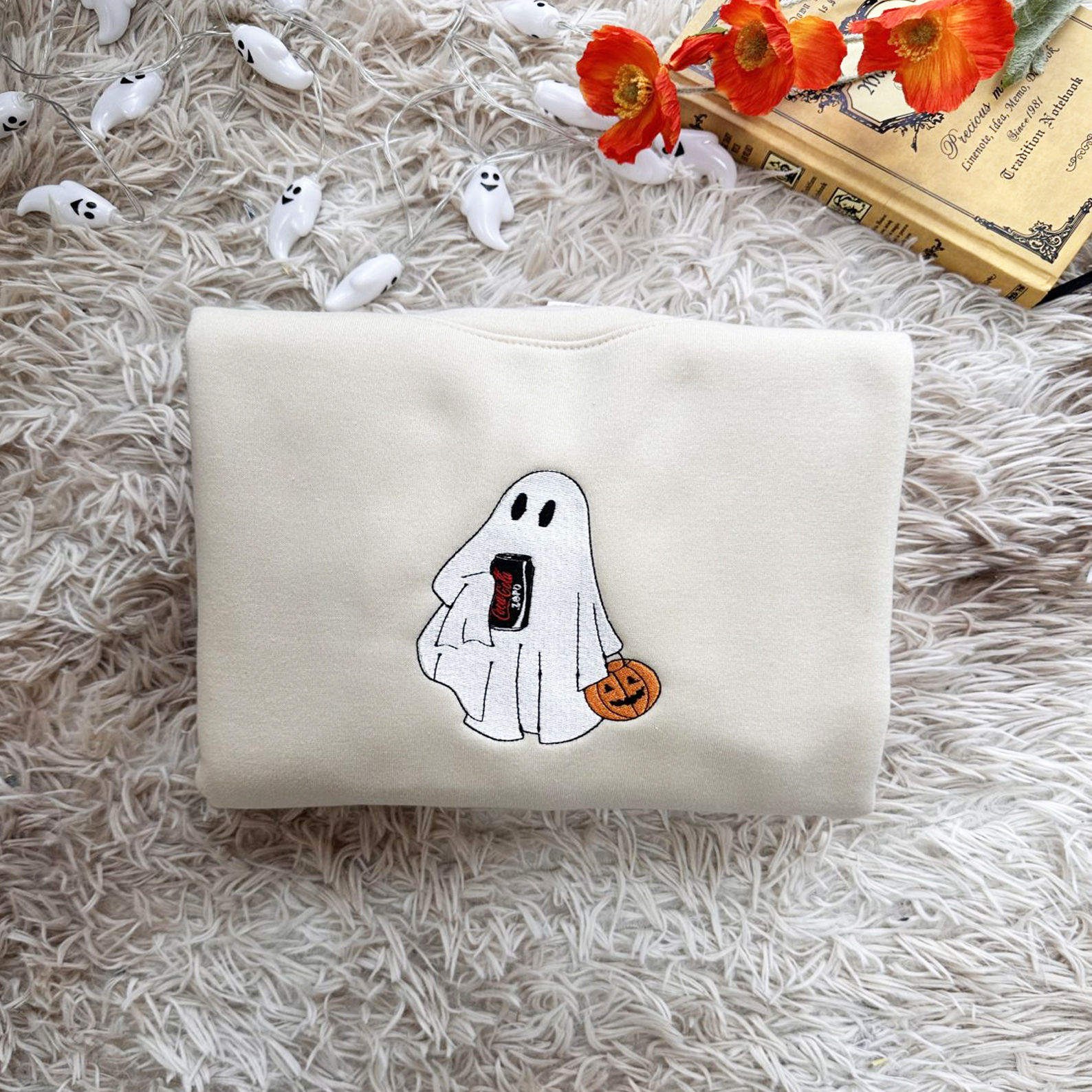 Ghost Drinking Embroidered Sweatshirt