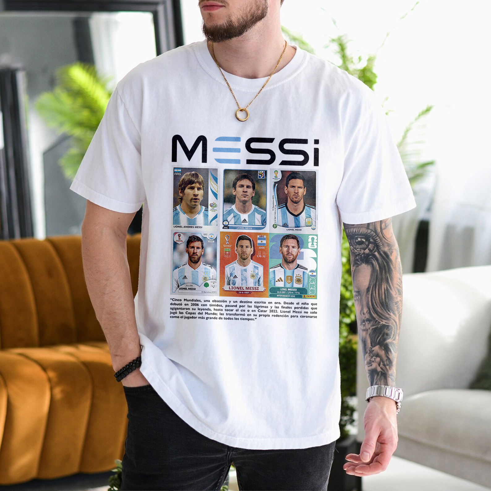 Messi 2026 World Cup "GOAT Career" Trading Card Graphic Tee