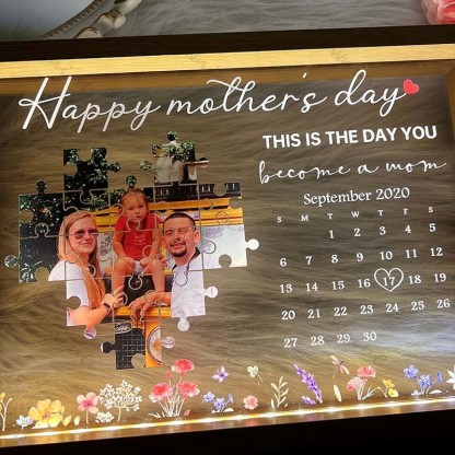 This is the day you become a mom Light Frame Personalized Gift