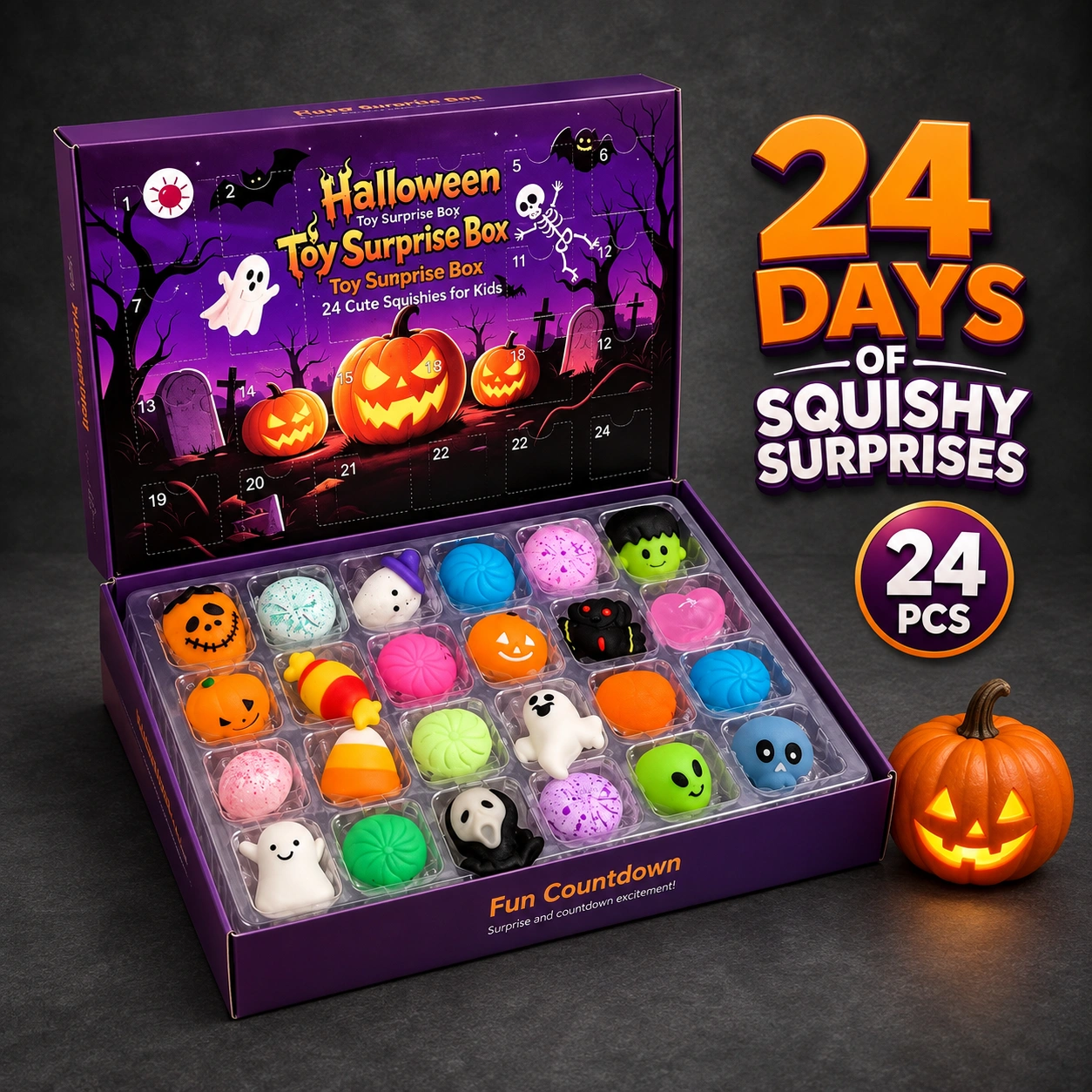 Halloween Squishy Advent Calendar – 24 Surprise Toys for Kids