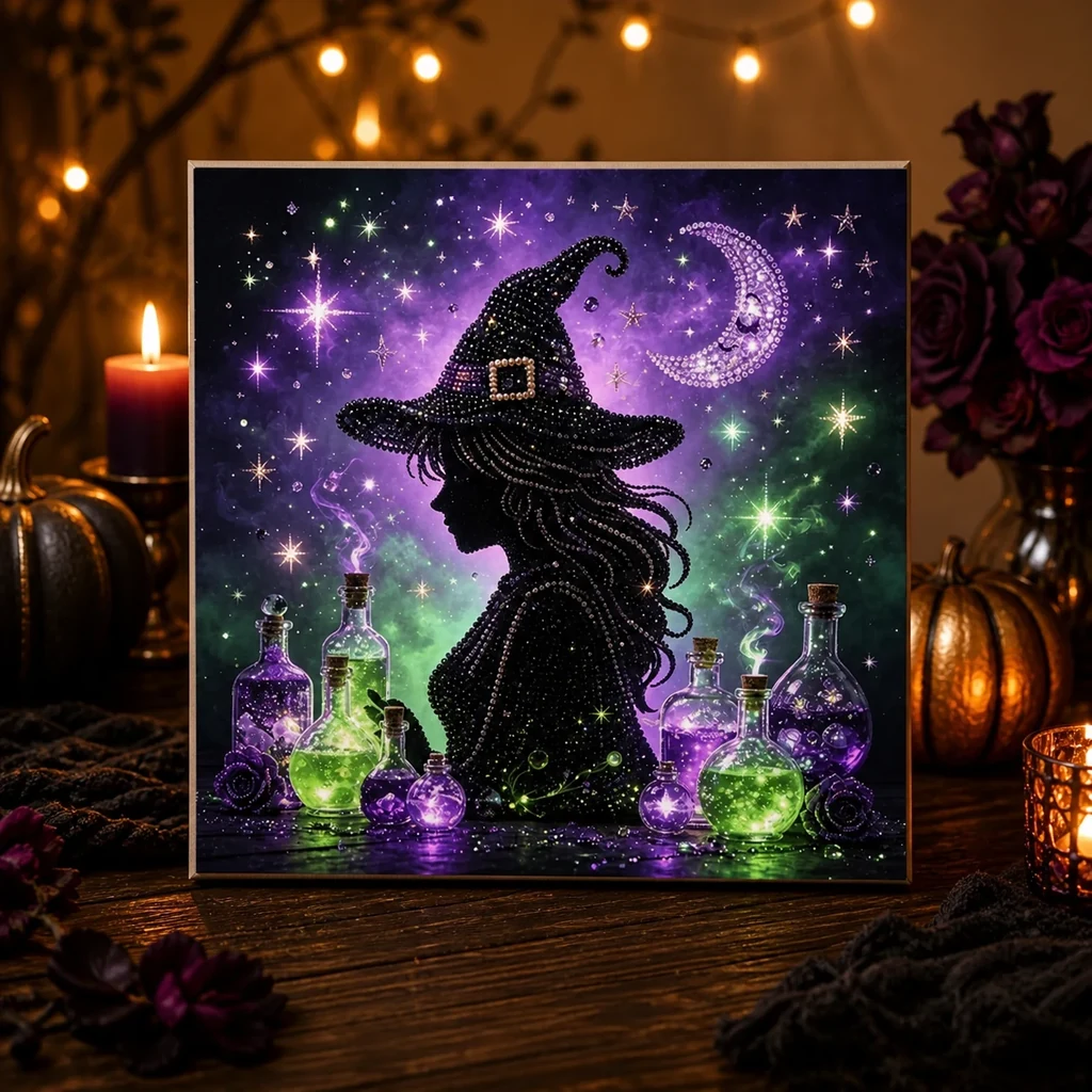 Framed Halloween Witch Pearl Art DIY Kit