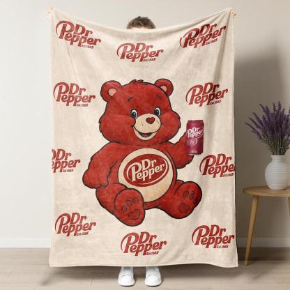 Dr Pepper "Cute Bear" Branded Home Blankets (Est.1885) – Knitted Fleece
