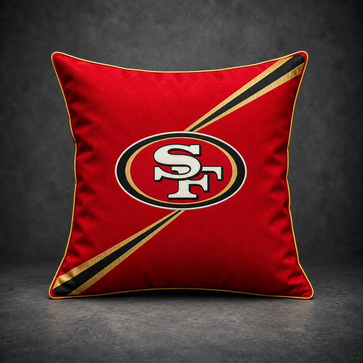 San Francisco 49ers Football Throw Pillow - studio front view